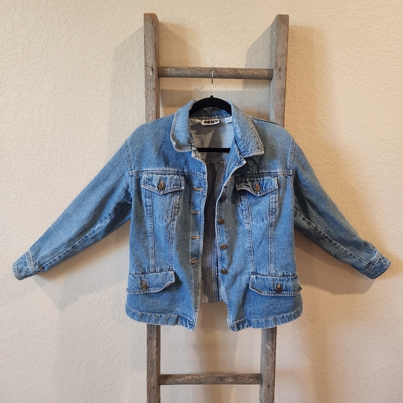 DKNY Womens Blue Button-Up Jean Jacket- Size L - Picture 1 of 9